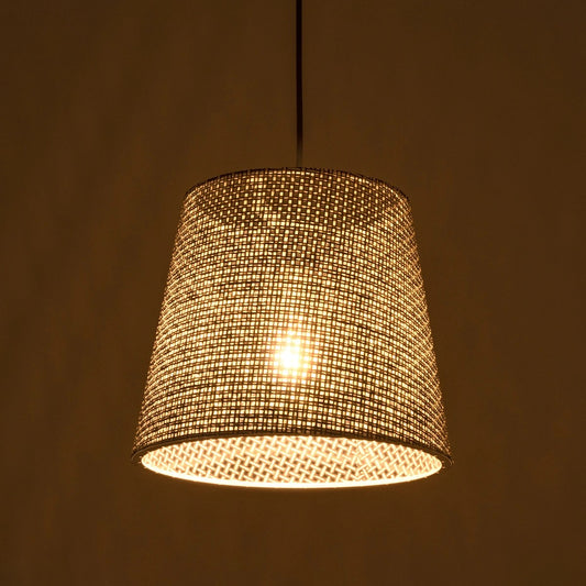 CONEY 203-0070 Μοντέρνο Κρεμαστό Φωτιστικό Καπέλο Μονόφωτο 1 x E27 IP20 Γκρι Διάτρητο Ύφασμα - Μ26 x Π26 x Υ93cm