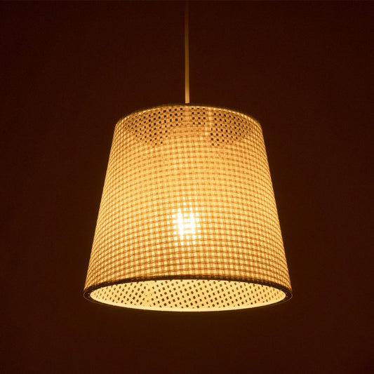 CONEY 203-0071 Μοντέρνο Κρεμαστό Φωτιστικό Καπέλο Μονόφωτο 1 x E27 IP20 Mπεζ Διάτρητο Ύφασμα - Μ26 x Π26 x Υ93cm