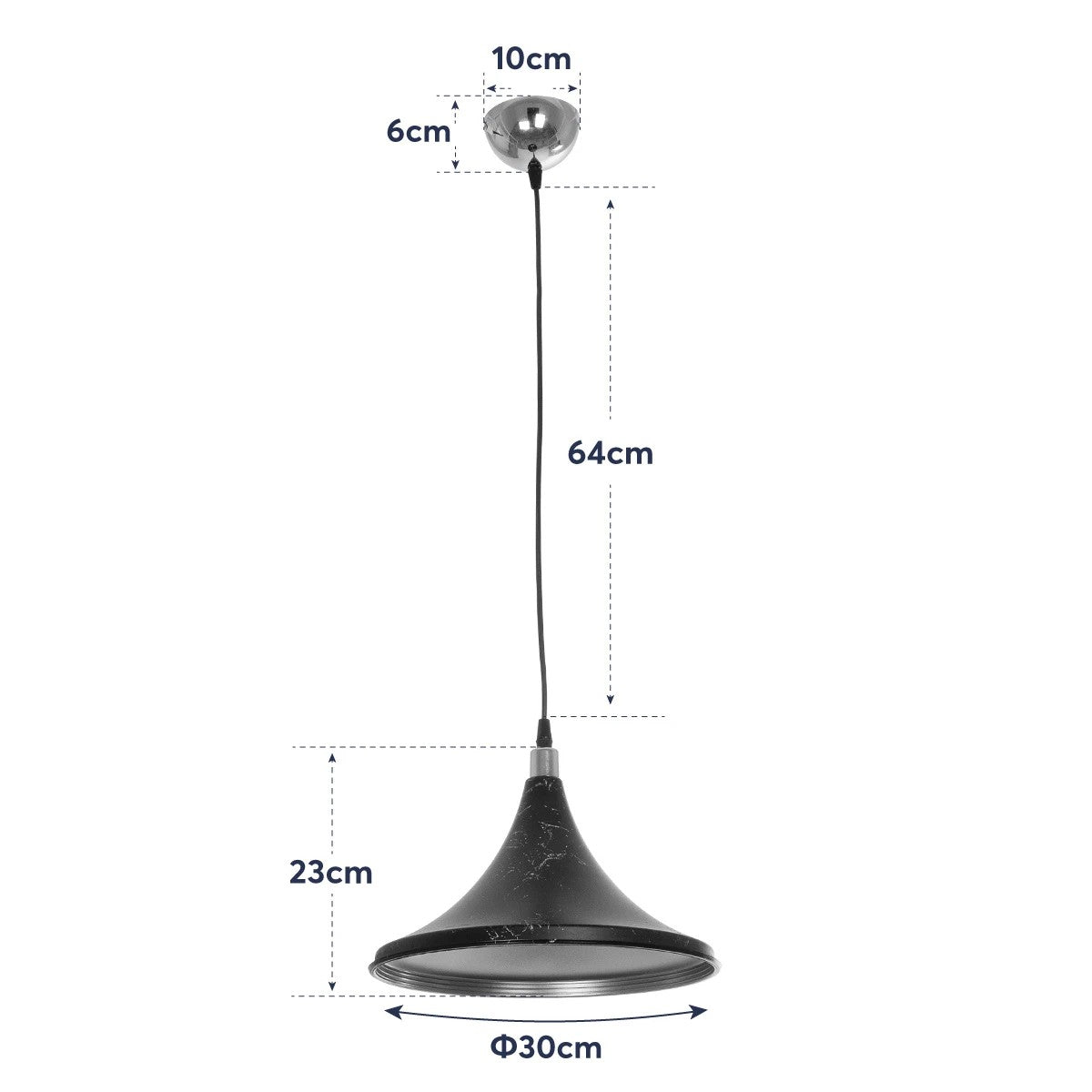 MARBLE 203-0099 Μοντέρνο Κρεμαστό Φωτιστικό Οροφής με Ντουί 1 x E27 AC 220-240V IP20 - Μαύρο & Χρυσό - Μ30 x Π30 x Υ20