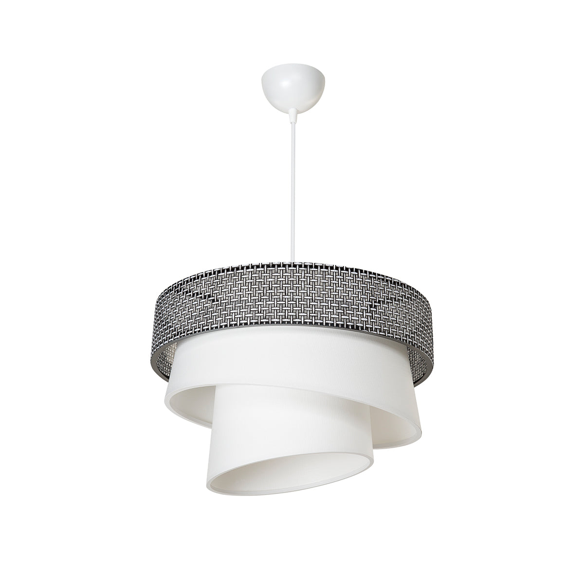 SIERA 203-0170 Μοντέρνο Κρεμαστό Φωτιστικό Καπέλο Μονόφωτο 1 x E27 IP20 Γκρι & Λευκό Ύφασμα - Μ38 x Π38 x Υ95cm