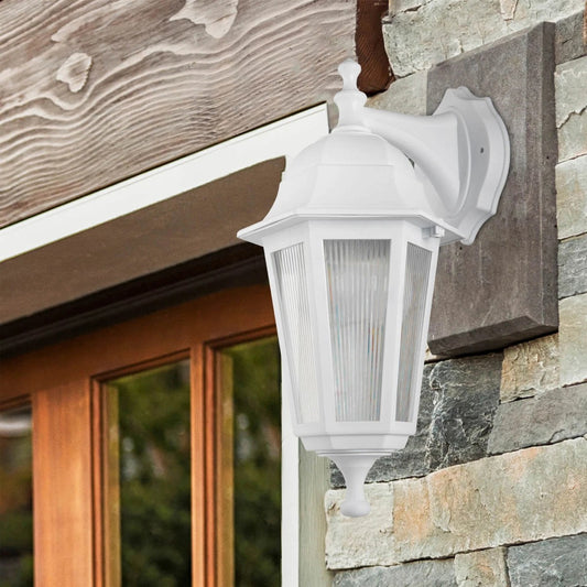 VITRO 203-0201 Vintage Επιτοίχιο Φωτιστικό Φαναράκι Μονόφωτο 1 x E27 IP44 Λευκό Πλαστικό Σώμα - Μ19 x Π16 x Υ39cm