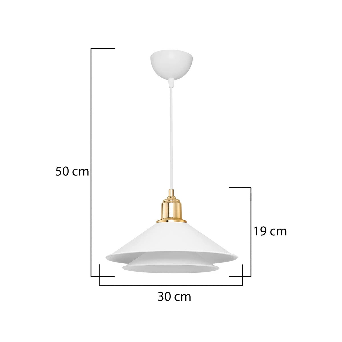 FERRO 203-0268 Μοντέρνο Κρεμαστό Φωτιστικό Οροφής με Ντουί 1 x E27 AC 220-240V IP20 - Λευκό & Χρυσό - Μ30 x Π30 x Υ19