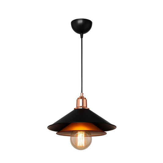 FERRO 203-0269 Μοντέρνο Κρεμαστό Φωτιστικό Οροφής με Ντουί 1 x E27 AC 220-240V IP20 - Μαύρο & Χάλκινο - Μ30 x Π30 x Υ19