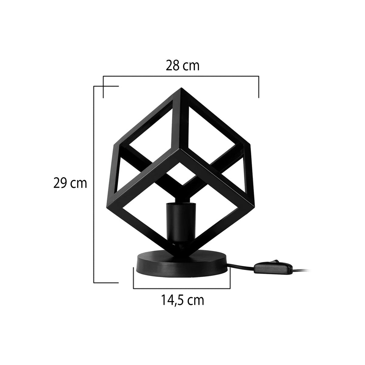DISE 203-0272 Μοντέρνο Eπιτραπέζιο Φωτιστικό Μονόφωτο 1 x E27 IP20 Μαύρο Πλαστικό - Μ28 x Π28 x Υ29cm