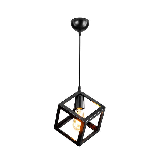 DISE 203-0274 Μοντέρνο Κρεμαστό Φωτιστικό Κύβος Μονόφωτο 1 x E27 IP20 Μαύρο Πλαστικό - Μ22 x Π22 x Υ24cm