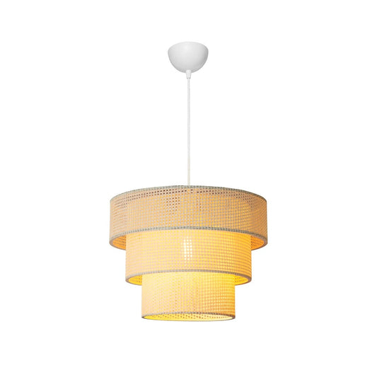 LEVEL 203-0275 Μοντέρνο Κρεμαστό Φωτιστικό Καπέλο Μονόφωτο 1 x E27 IP20 Λευκό Διάτρητο Ύφασμα - Μ38 x Π38 x Υ30cm