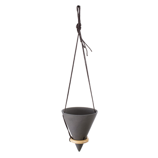 AIGINA 20466 Κρεμαστό Πήλινο Κεραμικό Κασπώ Γλάστρα - Flower Pot Μαύρο Φ13cm x Υ15cm