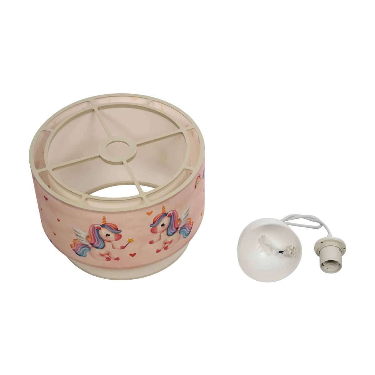 PONY 204-0016 Παιδικό Κρεμαστό Φωτιστικό Οροφής με Ντουί 1 x E27 AC 220-240V IP20 - Ροζ - Μ30 x Π30 x Υ24