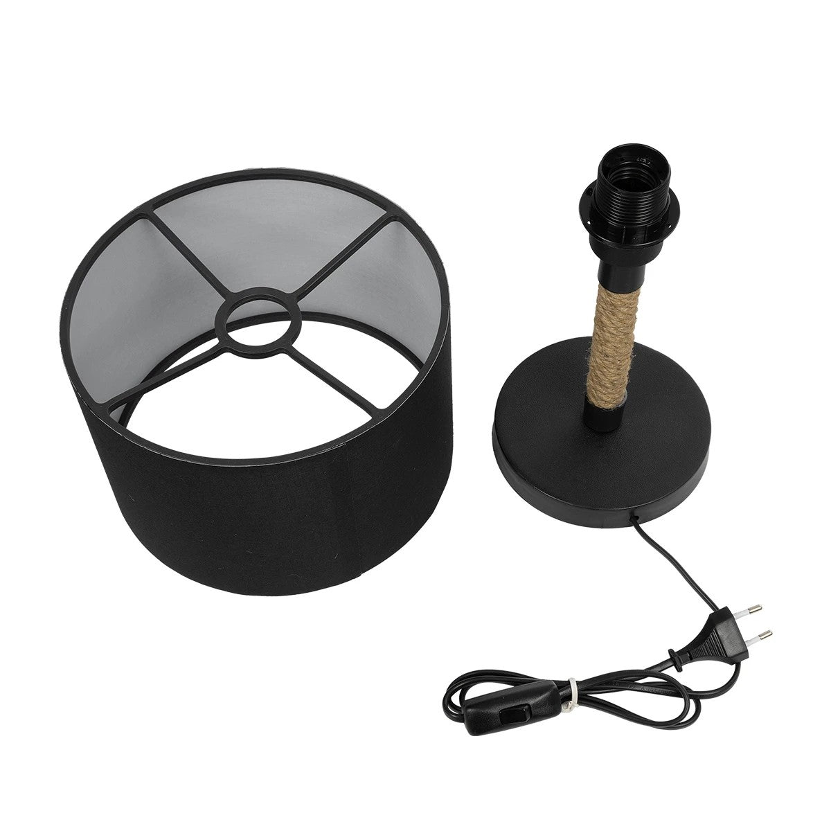 STRING 204-0072 Μοντέρνο Επιτραπέζιο Φωτιστικό Πορτατίφ με Ντουί 1 x E27 AC 220-240V IP20 - Μαύρο & Μπεζ - Μ24 x Π24 x Υ37