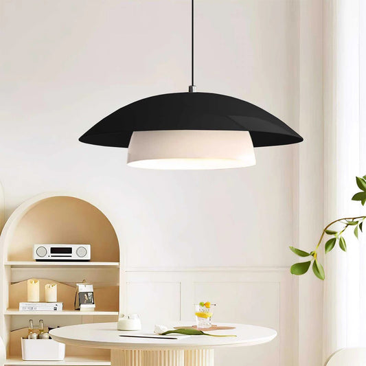 AURA 204-0117 Μοντέρνο Κρεμαστό Φωτιστικό Καμπάνα Μονόφωτο 1 x E27 IP20 Μαύρο & Λευκό Μέταλλο - Μ31 x Π31 x Υ27cm