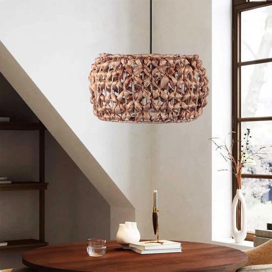 DARIO 204-0159 Boho Κρεμαστό Φωτιστικό Kαπέλο Μονόφωτο 1 x E27 IP20 Καφέ Rattan - Μ29 x Π29 x Υ16cm