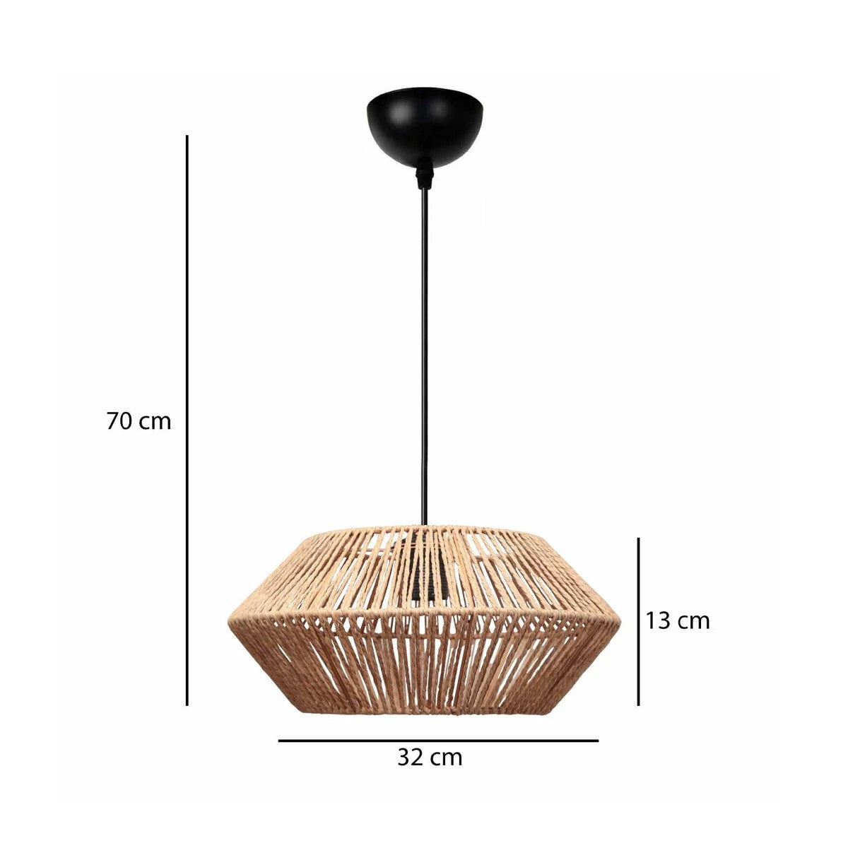 CASTRO 204-0164 Boho Κρεμαστό Φωτιστικό Οροφής με Ντουί 1 x E27 AC 220-240V IP20 - Μπεζ - Μ32 x Π32 x Υ13