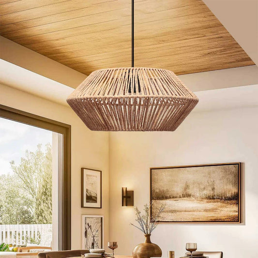 CASTRO 204-0164 Boho Κρεμαστό Φωτιστικό Οροφής με Ντουί 1 x E27 AC 220-240V IP20 - Μπεζ - Μ32 x Π32 x Υ13