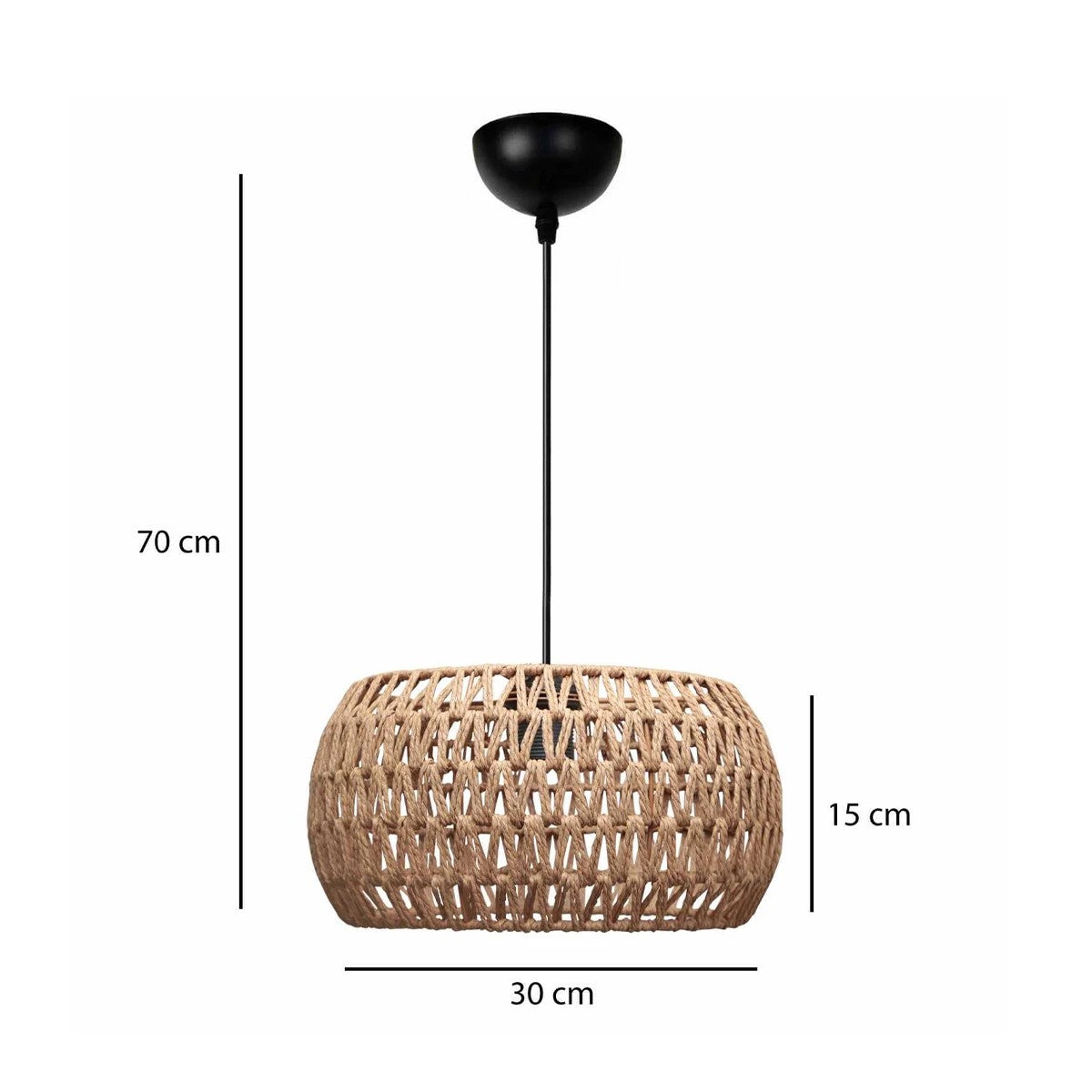 DARIO 204-0168 Boho Κρεμαστό Φωτιστικό Οροφής με Ντουί 1 x E27 AC 220-240V IP20 - Καφέ - Μ30 x Π30 x Υ15