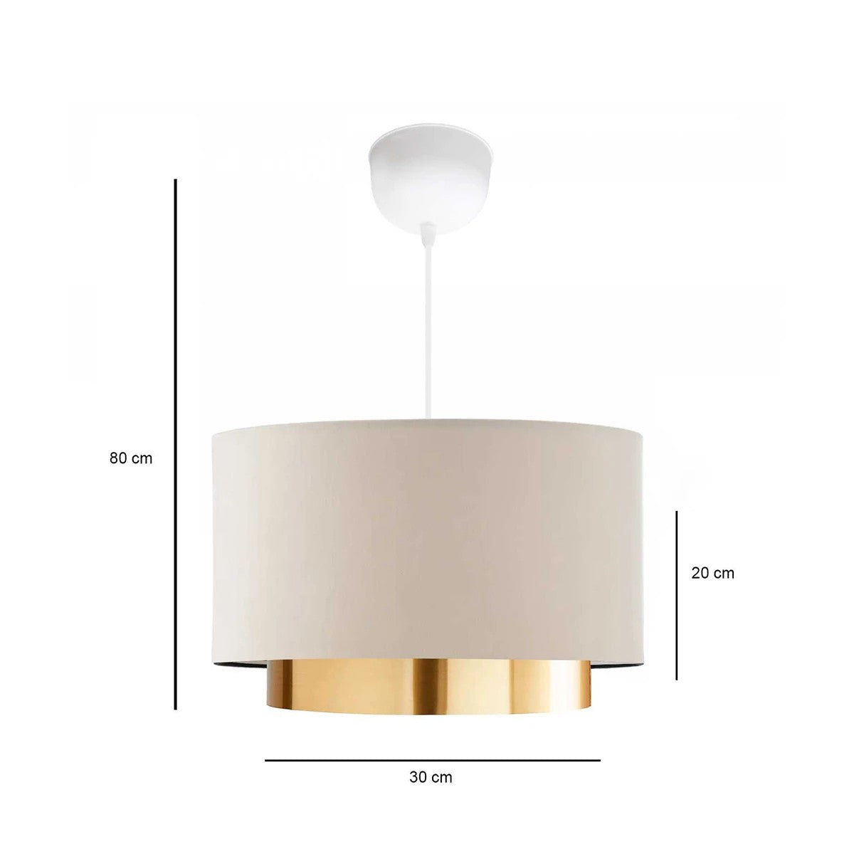 BASIL 204-0173 Μοντέρνο Κρεμαστό Φωτιστικό Kαπέλο Μονόφωτο 1 x E27 IP20 Μπεζ & Χρυσό Ύφασμα - Μ30 x Π30 x Υ20cm