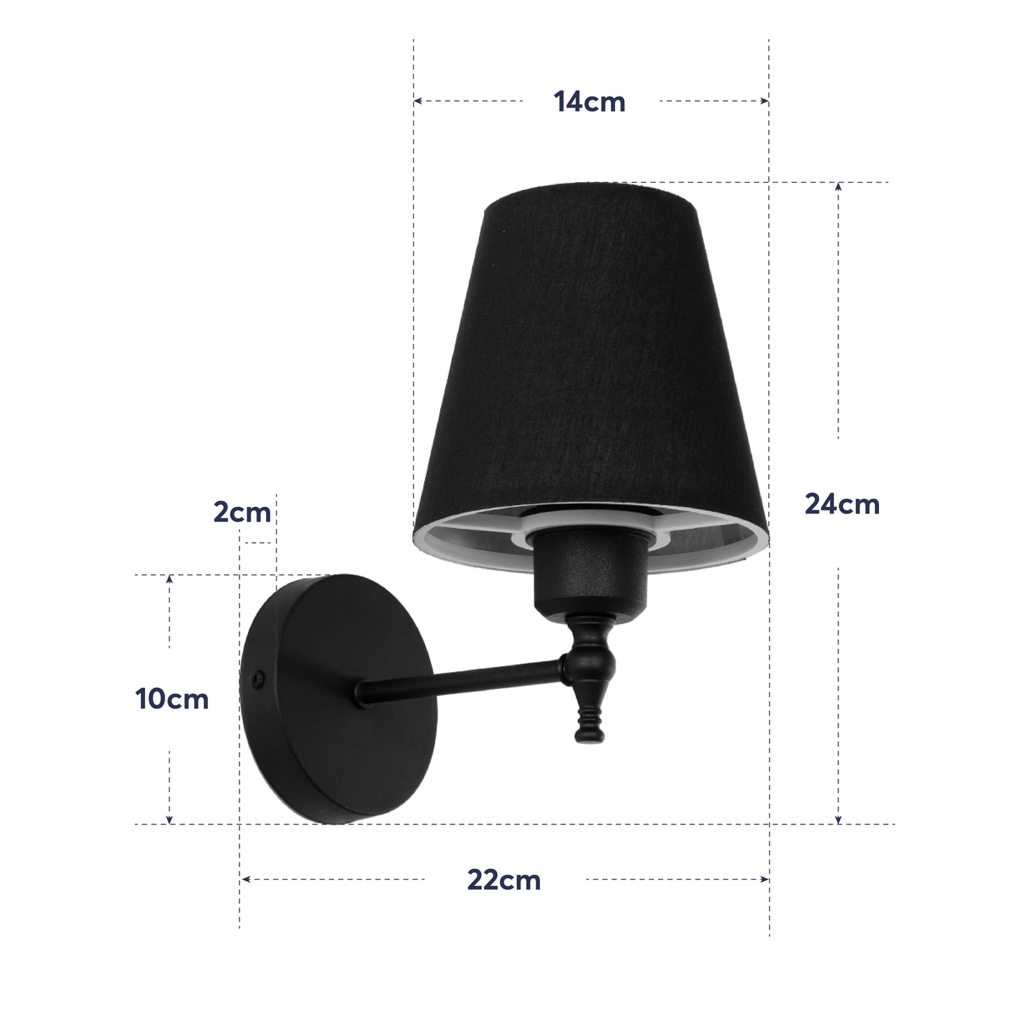 ELEGANTE 204-0185 Modern Wall Light - Sconce with 1 x E27 AC 220-240V IP20 Socket - Black - L14 x W22 x H24