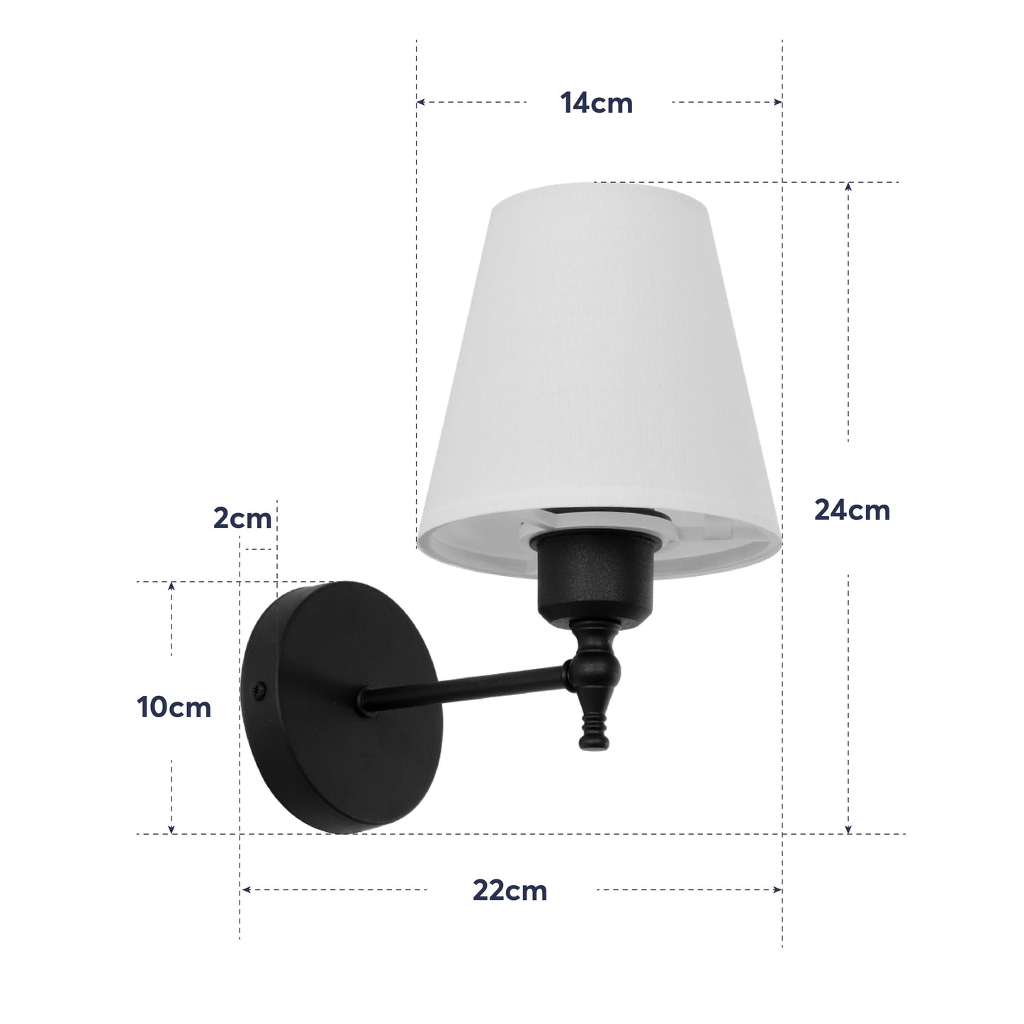 ELEGANTE 204-0186 Modern Wall Light - Sconce with 1 x E27 AC 220-240V IP20 Socket - Black & Beige - L14 x W22 x H24