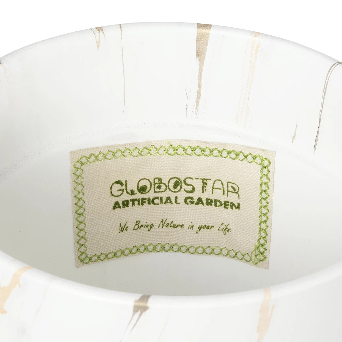 DENPASAR 20526 Διακοσμητική Κεραμική Γλάστρα Λευκή με Χρυσό Μ20 x Π20 x Υ21