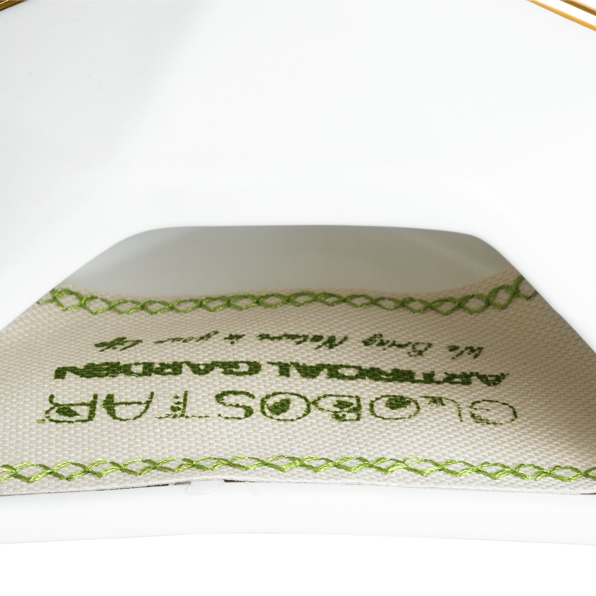 LOUVRE 20533 Διακοσμητικό Κεραμικό Κασπώ Γλάστρα - Flower Pot Λευκό με Χρυσό Μ15 x Π8 x Υ24cm