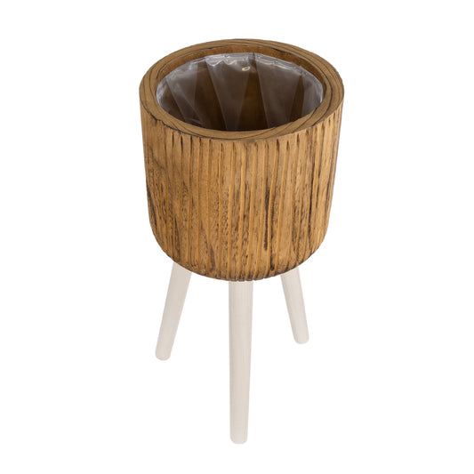 JAMAICA 20554 Διακοσμητικό Ξύλινο Κασπώ Γλάστρα - Flower Pot Καφέ Φ22 x Υ46cm