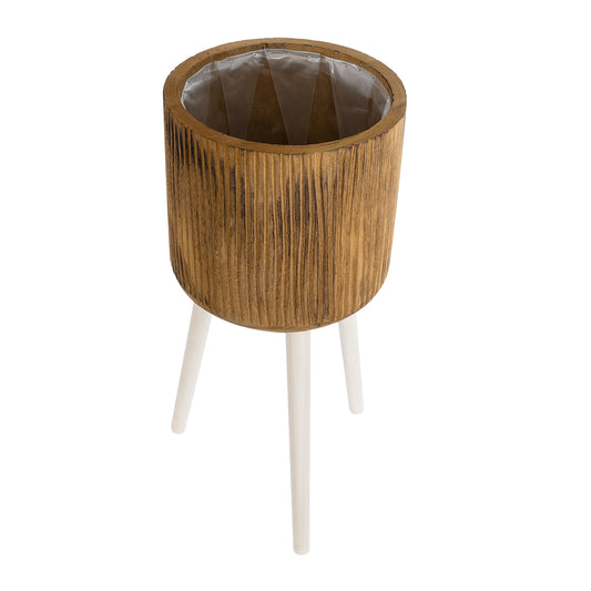 JAMAICA 20555 Διακοσμητικό Ξύλινο Κασπώ Γλάστρα - Flower Pot Καφέ Φ27 x Υ61cm