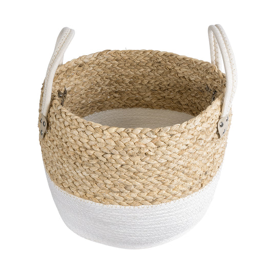 NEVADA 20577 Διακοσμητικό Πλεκτό Κασπώ Γλάστρα - Flower Pot Μπεζ με Λευκό Φ33 x Υ28cm