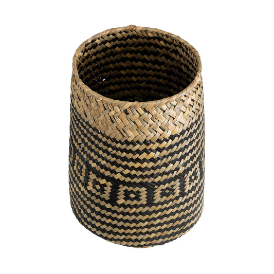INDIANA 20584 Διακοσμητικό Πλεκτό Καλάθι - Κασπώ Γλάστρα - Flower Pot Καφέ με Μαύρο Φ18 x Υ22cm