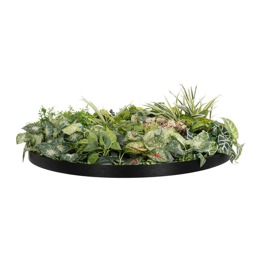 VARIOUS PLANTS ROUND WALL DISC 20690 Τεχνητό Διακοσμητικό Στρογγυλό Πάνελ Φυλλωσιάς - Κάθετος Κήπος Μιξ Μ80 x Π80 x Υ20