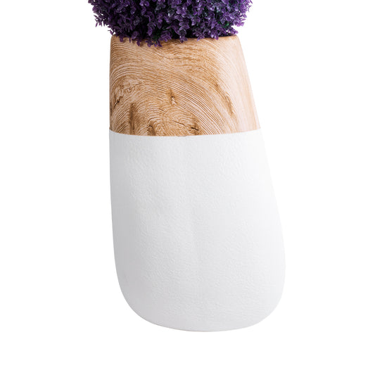 PANDORA 20706 Επιδαπέδιο Πολυεστερικό Τσιμεντένιο Κασπώ Γλάστρα - Flower Pot Λευκό με Καφέ Μ45 x Π40 x Υ72cm