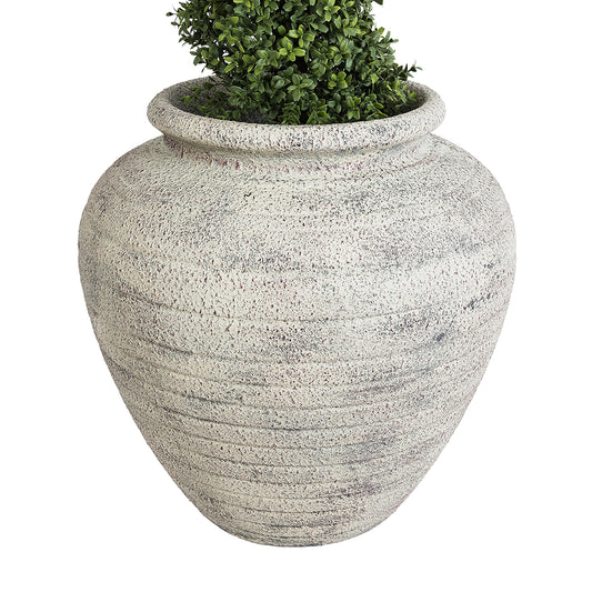 IRISH 20722 Επιδαπέδιο Πολυεστερικό Τσιμεντένιο Κασπώ Γλάστρα - Flower Pot Λευκό με Μπεζ Φ55 x Υ60cm
