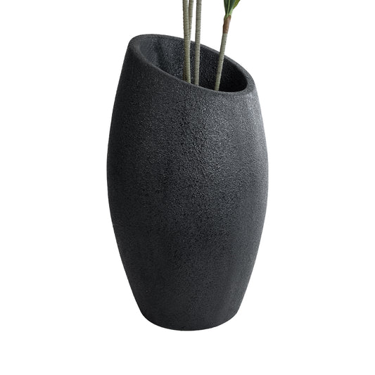 MESTRE 20731 Επιδαπέδιο Πολυεστερικό Τσιμεντένιο Κασπώ Γλάστρα - Flower Pot Μαύρο Φ50 x Υ90cm