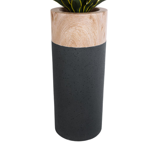 BELLANO 20748 Επιδαπέδιο Πολυεστερικό Τσιμεντένιο Κασπώ Γλάστρα - Flower Pot Μαύρο με Καφέ Φ36 x Υ90cm