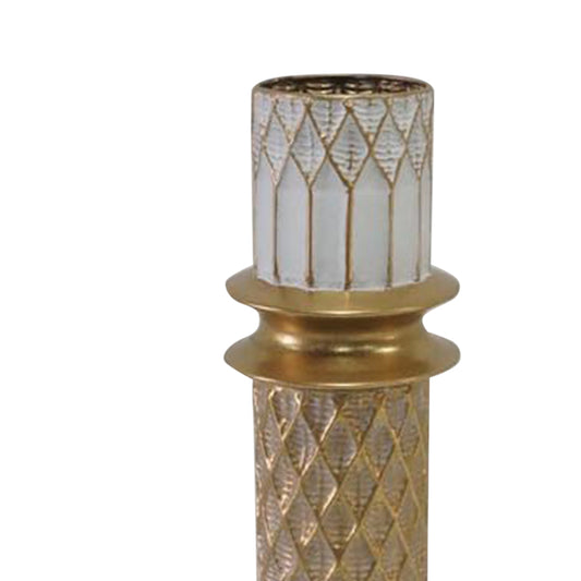 Διακοσμητικό Βάζο Δαπέδου Sammy Μέταλλο σε Χρυσή και Λευκή Απόχρωση Φ15.2x88.4