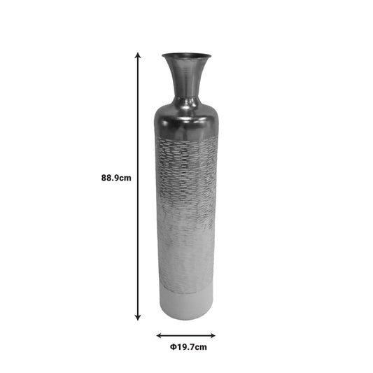 Διακοσμητικό Βάζο Δαπέδου Goro Μέταλλο σε Λευκή και Ροζ Χρυσή Απόχρωση Φ19.7x88.9