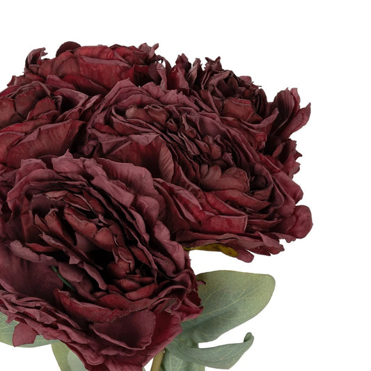 RED PEONY FLOWER BOUQUET 21086 Τεχνητό Διακοσμητικό Μπουκέτο Κόκκινο Παιώνιας Y43cm