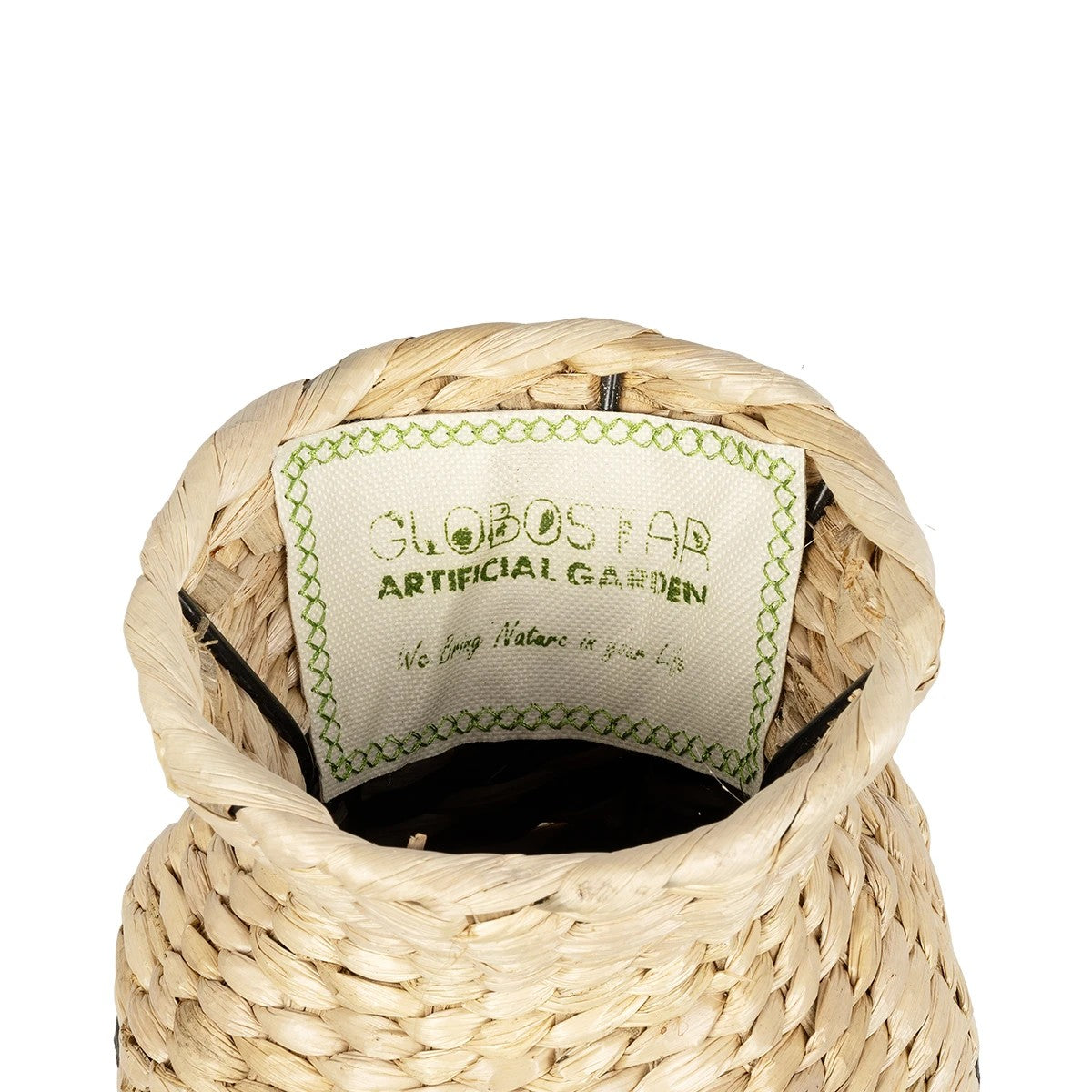 VERSALLES 21226 Διακοσμητικό Πλεκτό Καλάθι - Κασπώ Γλάστρα - Flower Pot Μπεζ με Μαύρο Π16 x M16 x Υ25cm