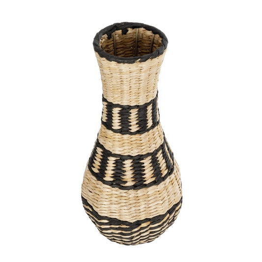 MONTMARTRE 21227 Διακοσμητικό Πλεκτό Καλάθι - Κασπώ Γλάστρα - Flower Pot Μπεζ με Μαύρο Π20 x M20 x Υ42cm