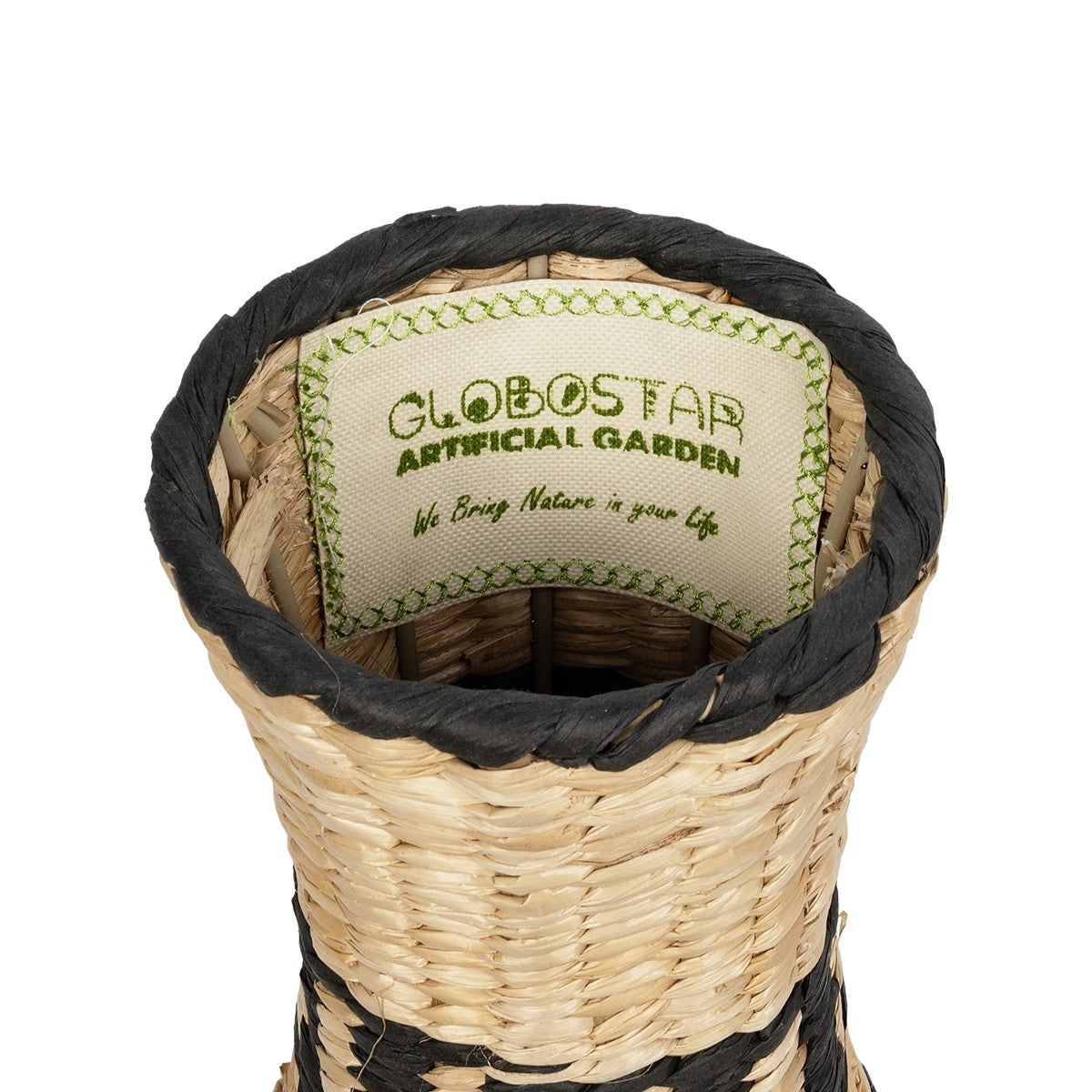 MONTMARTRE 21227 Διακοσμητικό Πλεκτό Καλάθι - Κασπώ Γλάστρα - Flower Pot Μπεζ με Μαύρο Π20 x M20 x Υ42cm