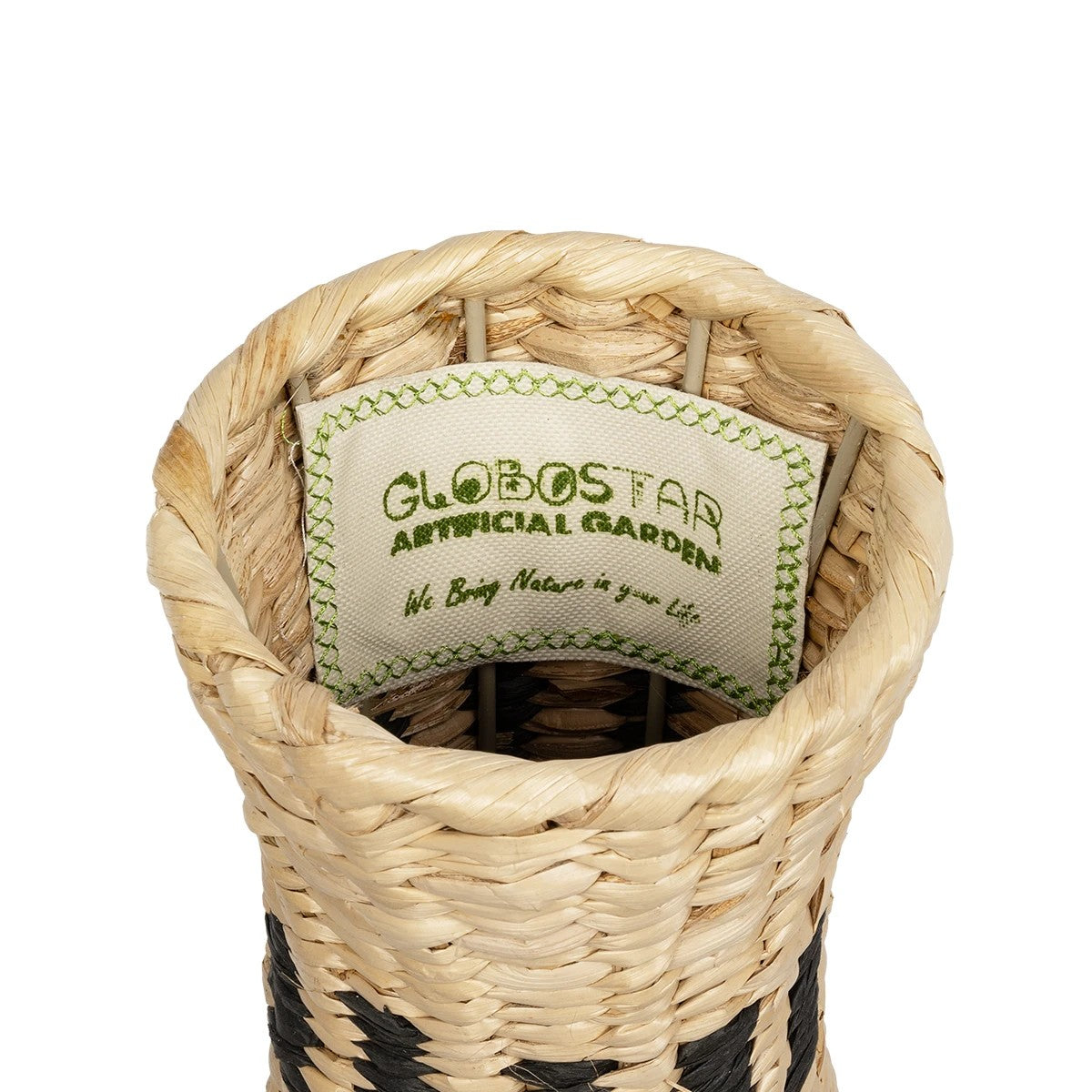BOLOGNA 21228 Διακοσμητικό Πλεκτό Καλάθι - Κασπώ Γλάστρα - Flower Pot Μπεζ με Μαύρο Π20 x M20 x Υ42cm
