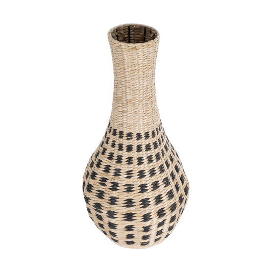 MARSELLE 21232 Διακοσμητικό Πλεκτό Καλάθι - Κασπώ Γλάστρα - Flower Pot Μπεζ με Μαύρο Φ32cm x Υ65cm