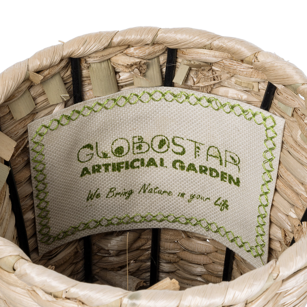 MARSELLE 21232 Διακοσμητικό Πλεκτό Καλάθι - Κασπώ Γλάστρα - Flower Pot Μπεζ με Μαύρο Φ32cm x Υ65cm