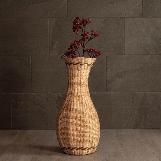 MONACO 21235 Διακοσμητικό Πλεκτό Καλάθι - Κασπώ Γλάστρα - Flower Pot Μπεζ Φ29cm x Υ60cm