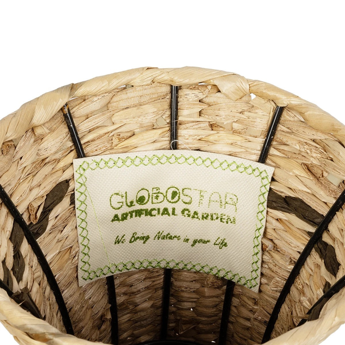 MONACO 21236 Διακοσμητικό Πλεκτό Καλάθι - Κασπώ Γλάστρα - Flower Pot Μπεζ με Καφέ Π25 x M25 x Υ45cm