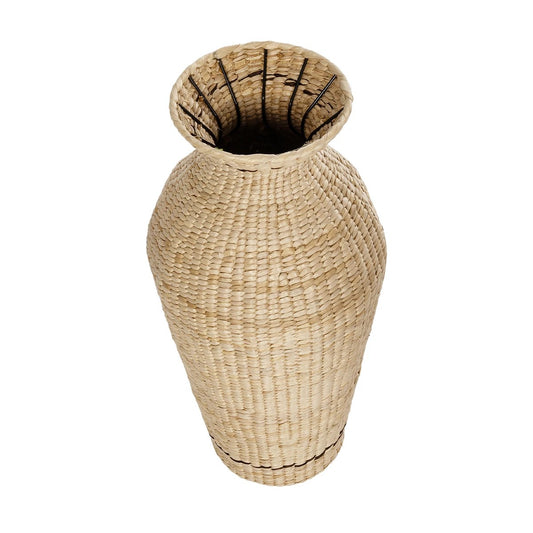 MONTPELLIER 21237 Διακοσμητικό Πλεκτό Καλάθι - Κασπώ Γλάστρα - Flower Pot Μπεζ με Καφέ Π28 x M28 x Υ60cm