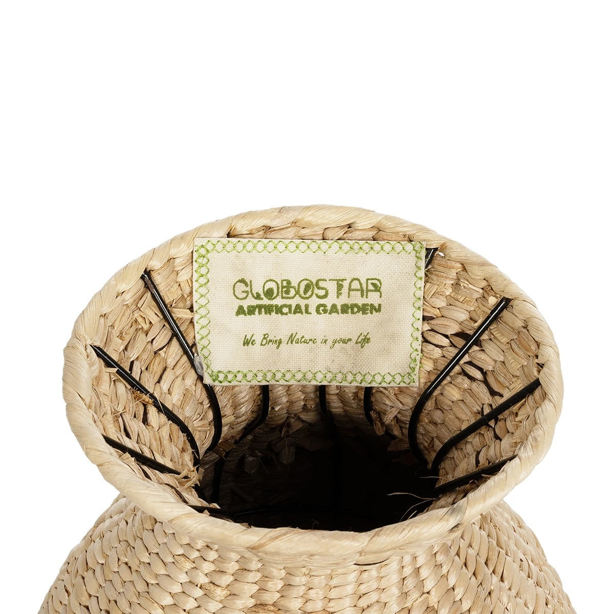 MONTPELLIER 21237 Διακοσμητικό Πλεκτό Καλάθι - Κασπώ Γλάστρα - Flower Pot Μπεζ με Καφέ Π28 x M28 x Υ60cm