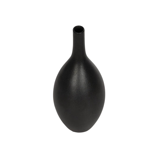 OLRANDO 21273 Διακοσμητικό Κεραμικό Βάζo Μαύρο Π8 x Μ8 x Υ20cm