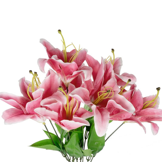 PINK LILY BOUQUET 21314 Τεχνητό Διακοσμητικό Μπουκέτο Ροζ Κρίνα Y55cm