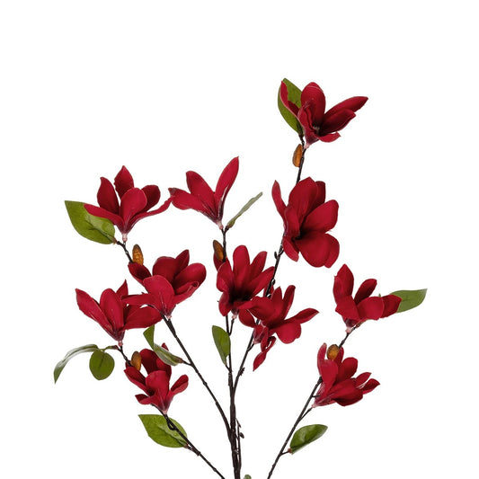 RED MAGNOLIA BRANCH 21422 Τεχνητό Διακοσμητικό Κλαδί Κόκκινη Μαγνόλια Y86cm