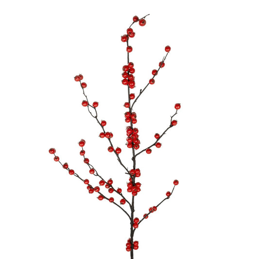 RED HOLLY BERRIES FRUIT BRANCH 21429 Τεχνητό Διακοσμητικό Κλαδί Κόκκινο Γκί Y108cm
