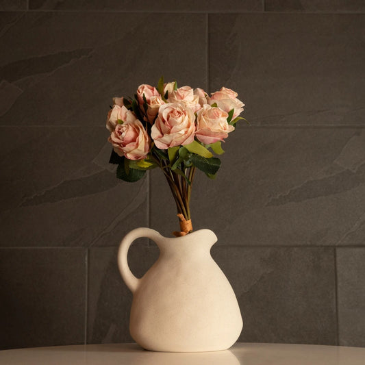 ARMENOVILLE 21505 Διακοσμητικό Κεραμικό Βάζo Μπεζ Φ18 x Υ16 cm